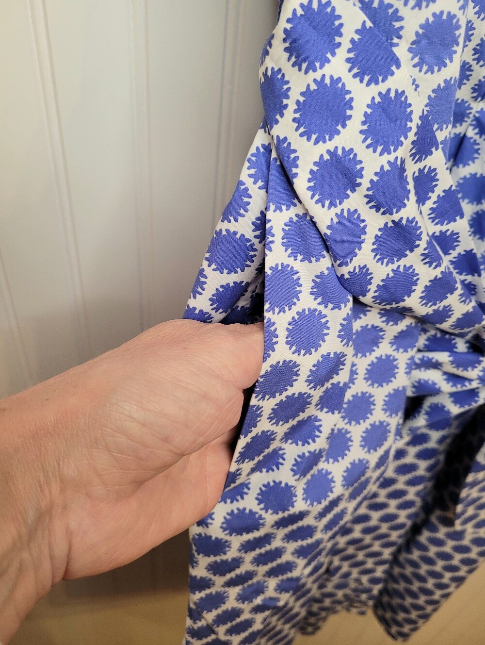Talbots Cotton Blue & White Floral Dot Belted A-line Shirtdress - Size 14 Preppy - Picture 8 of 10